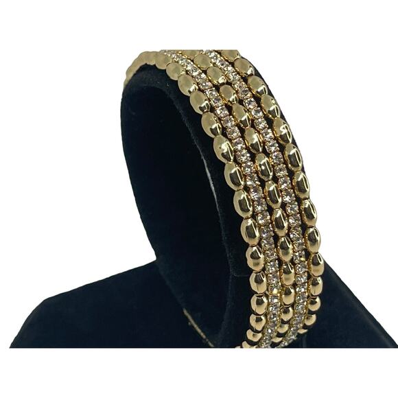 Anne Klein Gold Tone Crystal Cuff Bangle Bracelet Style Women's Fashion Trendy - Picture 11 of 16